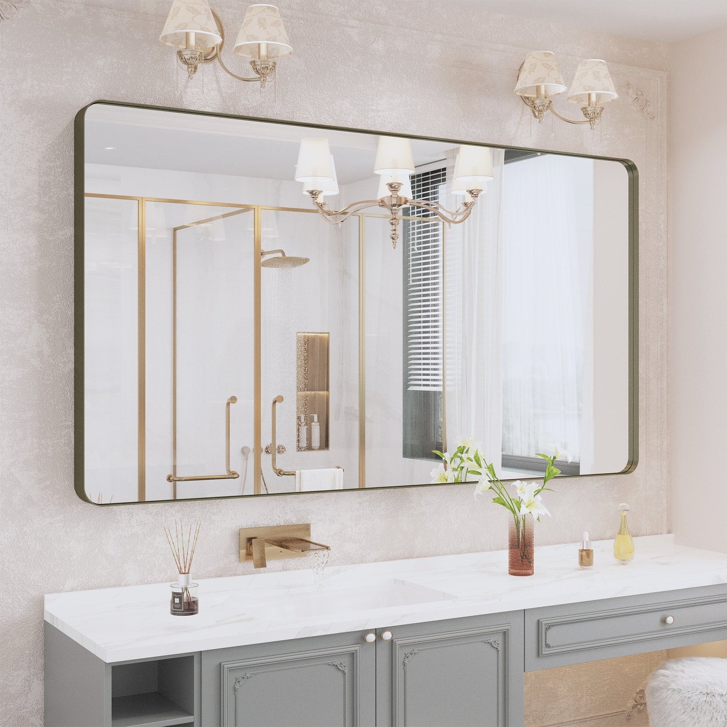 Specchio da bagno con cornice da parete