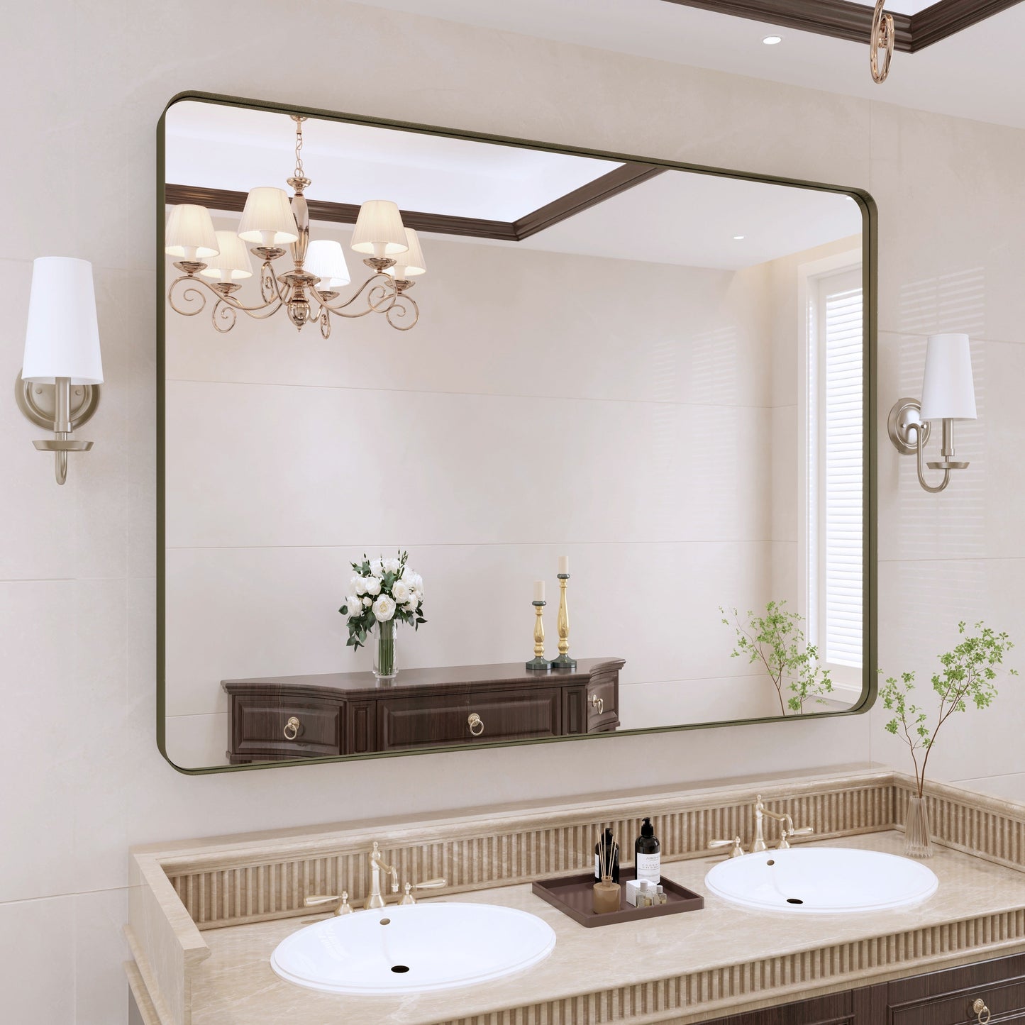 Specchio da bagno con cornice da parete