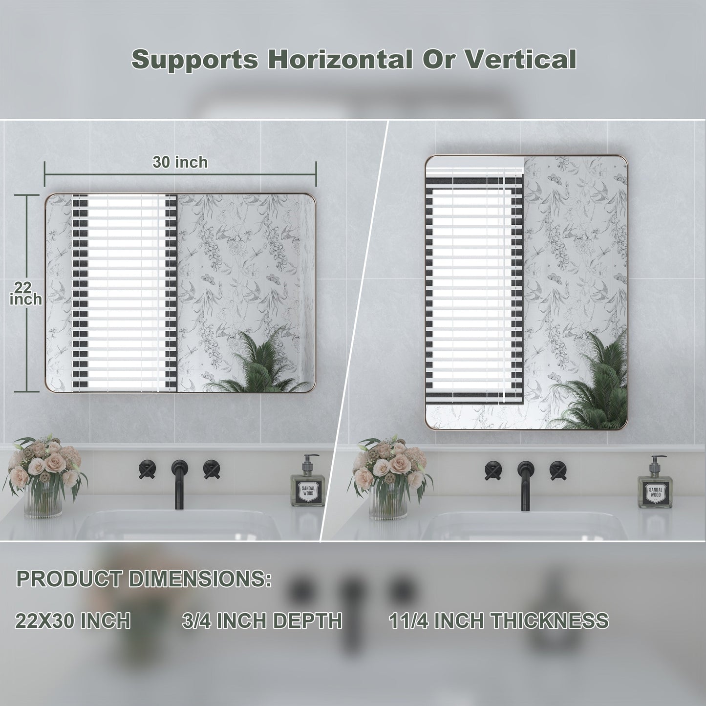 Specchio da bagno con cornice da parete