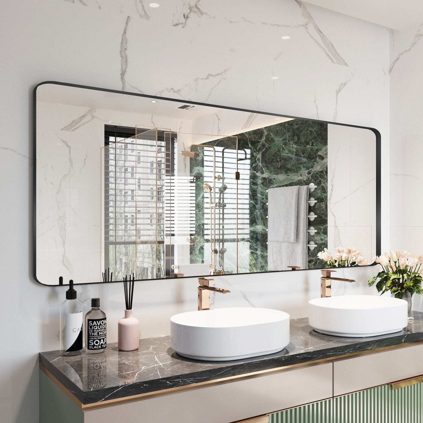 Specchio da bagno con cornice da parete