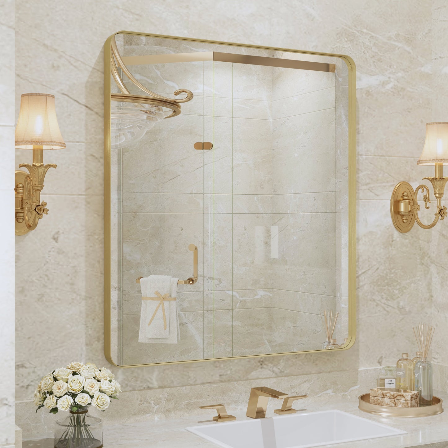 Specchio da bagno con cornice da parete