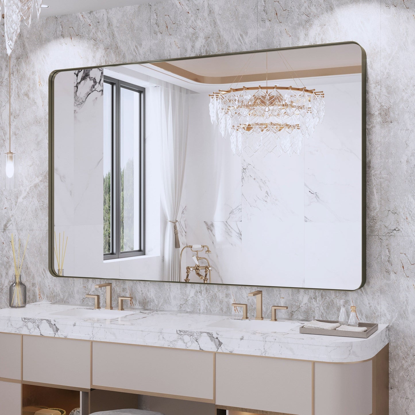 Specchio da bagno con cornice da parete