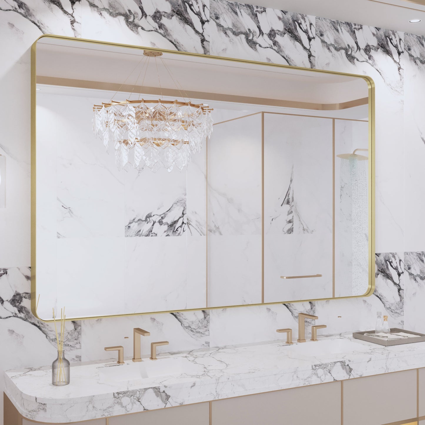 Specchio da bagno con cornice da parete