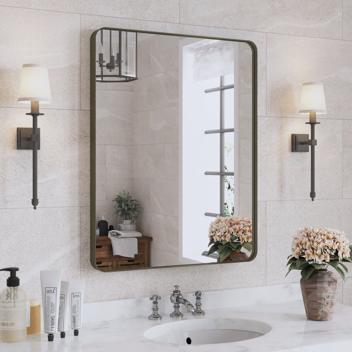 Specchio da bagno con cornice da parete