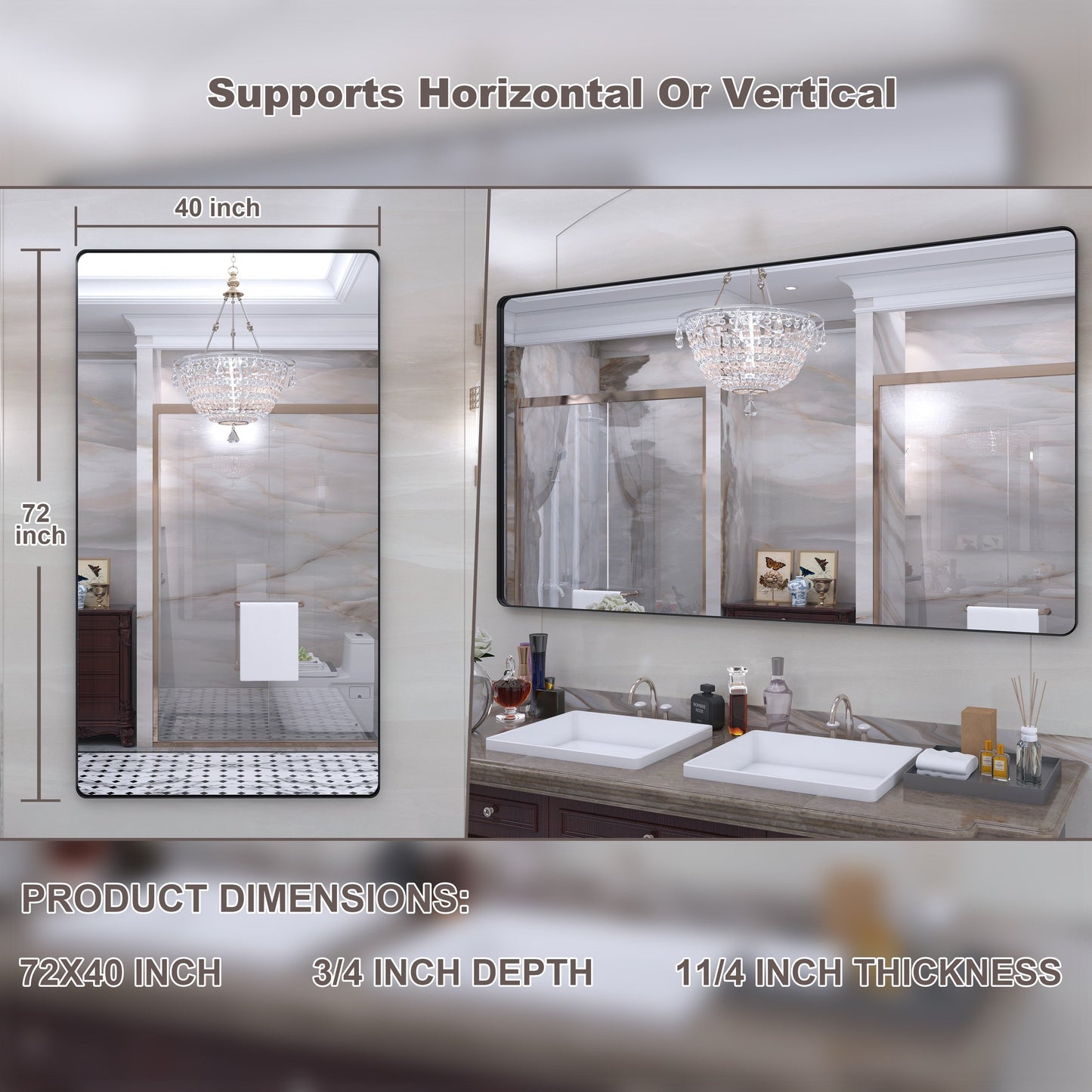 Specchio da bagno con cornice da parete