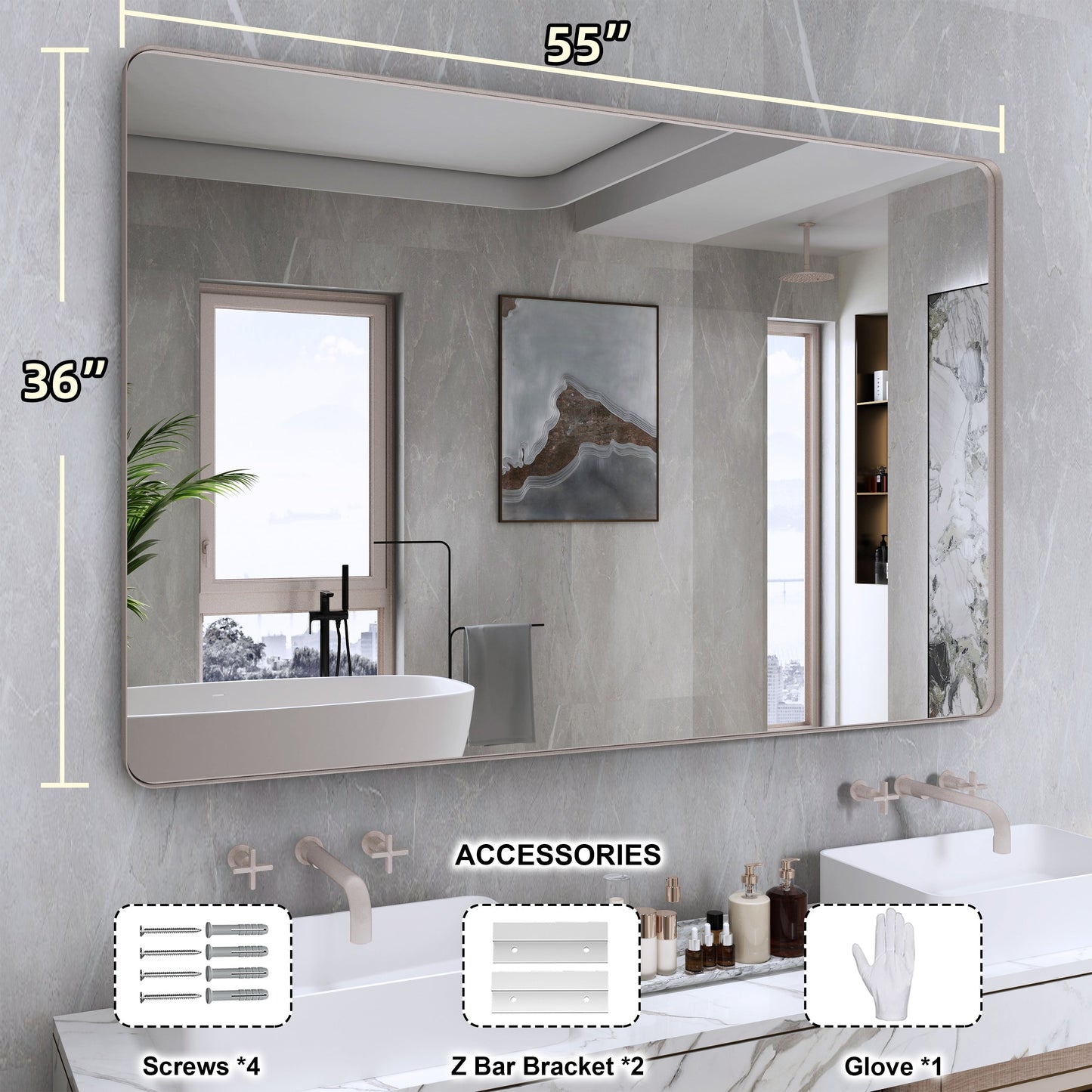 Specchio da bagno con cornice da parete