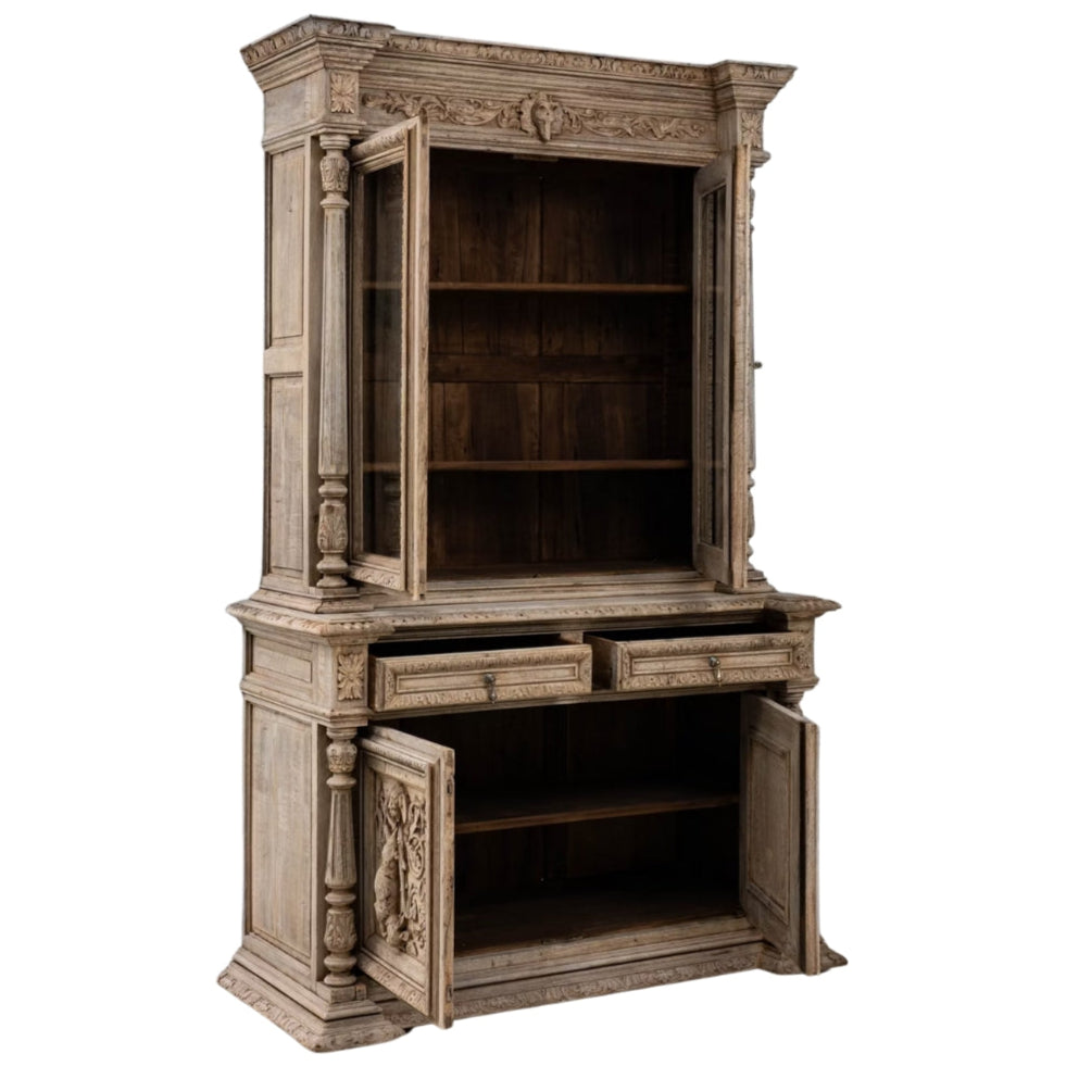 Mobiletto intagliato con vetro, Belgio, XIX secolo, circa 1880