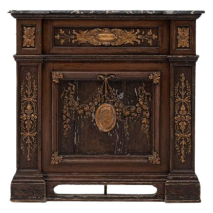 Credenza francese decorata in marmo dorato, 1860
