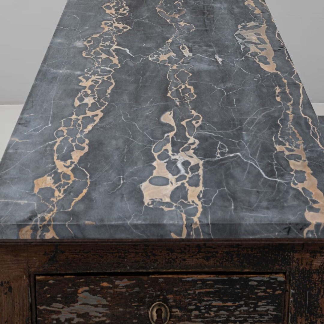 Credenza francese decorata in marmo dorato, 1860