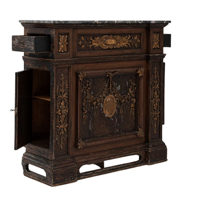 Credenza francese decorata in marmo dorato, 1860