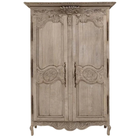 Mobiletto armadio in rovere francese decorato con motivi botanici, circa 1840