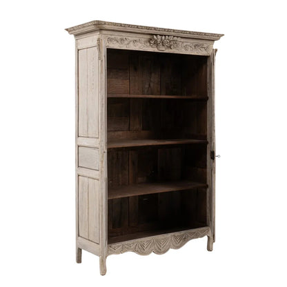 Mobiletto armadio in rovere francese decorato con motivi botanici, circa 1840