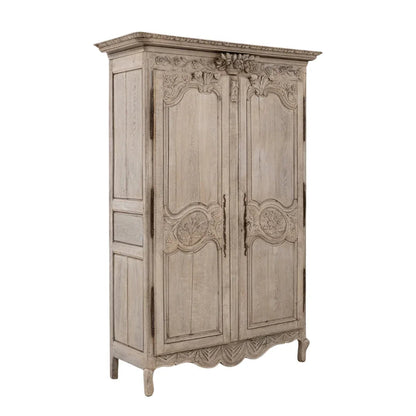 Mobiletto armadio in rovere francese decorato con motivi botanici, circa 1840