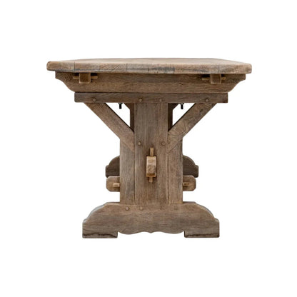 Tavolo da fattoria francese in rovere con cavalletto, circa 1940