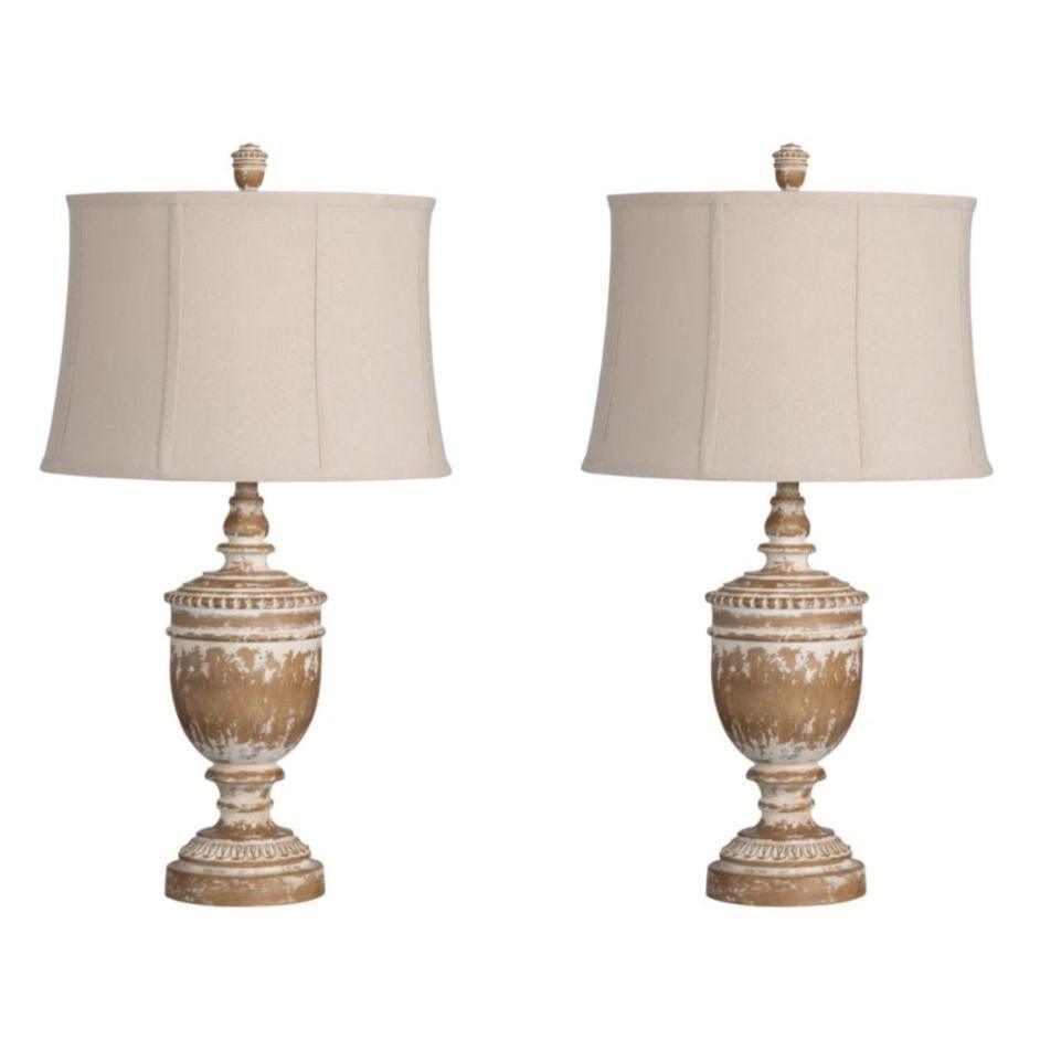 Lampade da tavolo a urna con piedistallo francese