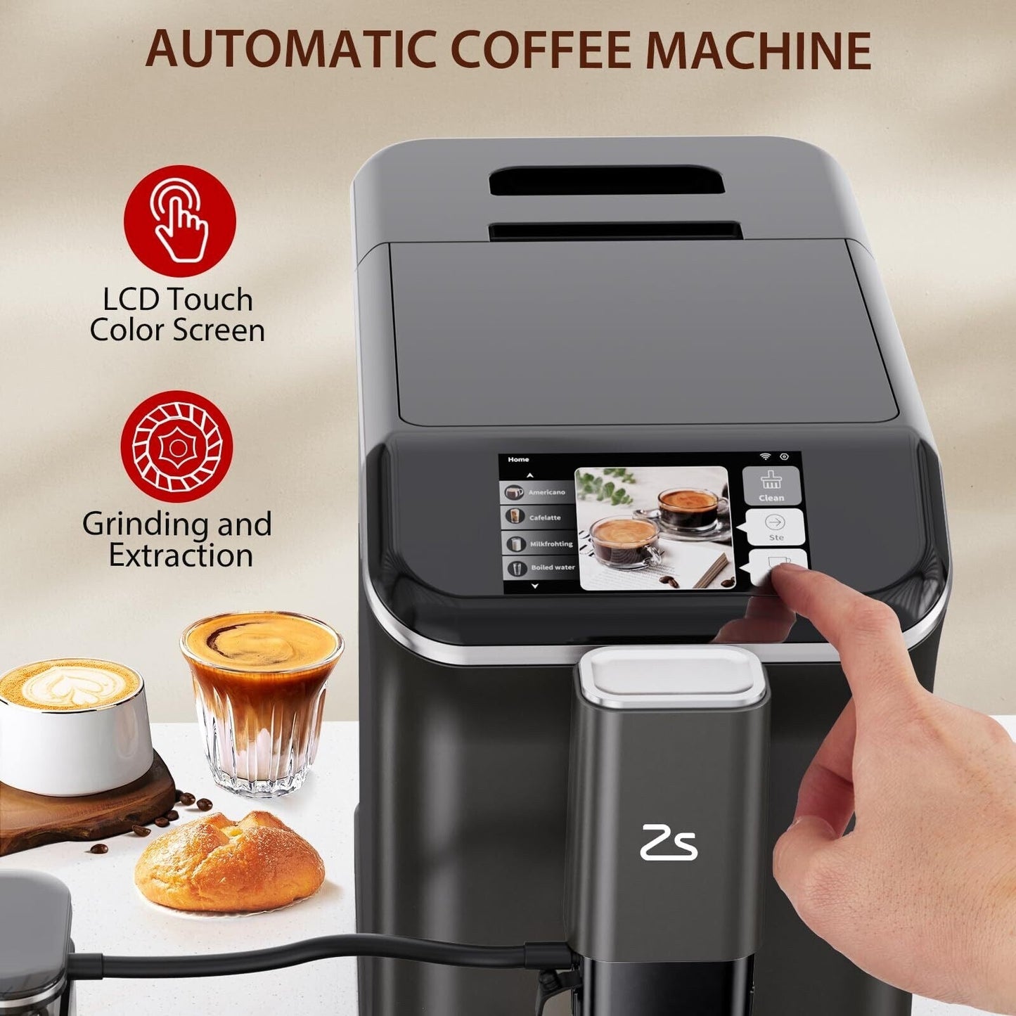 Macchina per caffè espresso completamente automatica con montalatte automatico