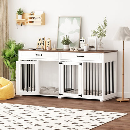 Trasportino per cani in stile mobile, cuccia per cani di grandi dimensioni in legno da 64,5 pollici