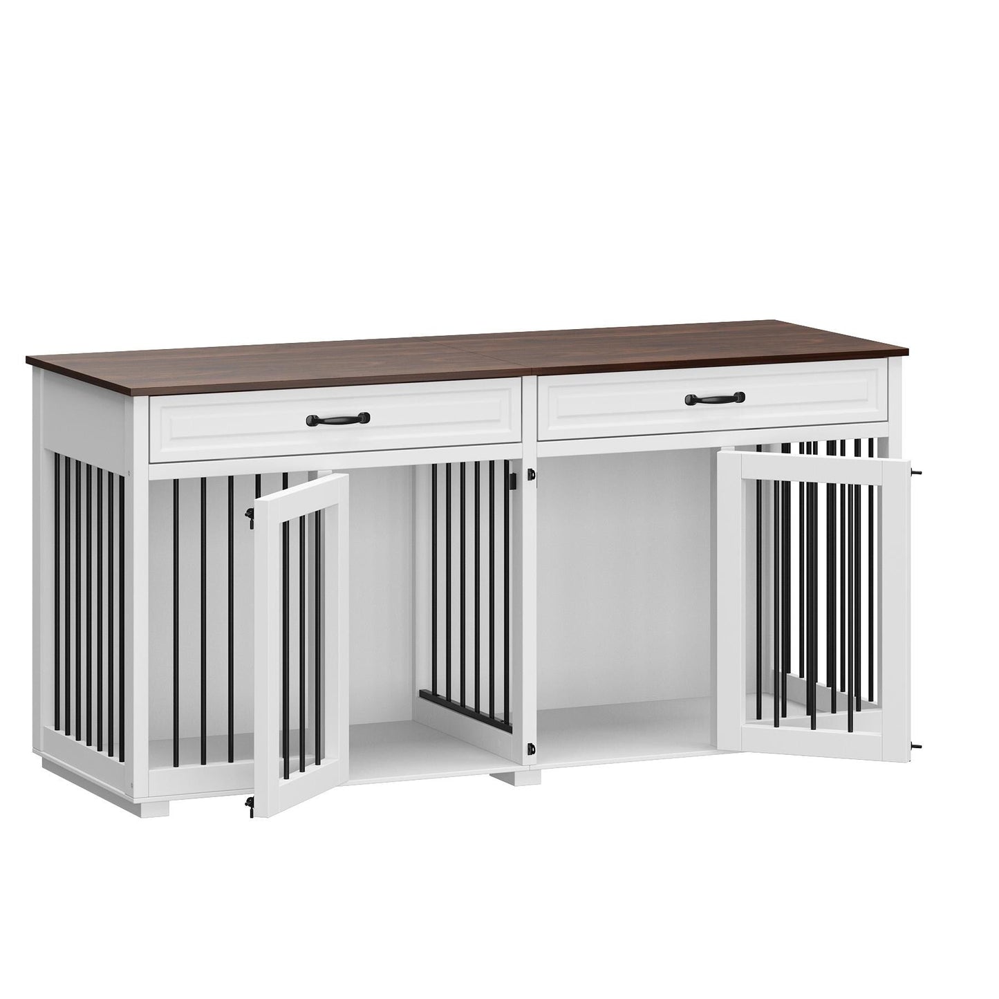 Trasportino per cani in stile mobile, cuccia per cani di grandi dimensioni in legno da 64,5 pollici