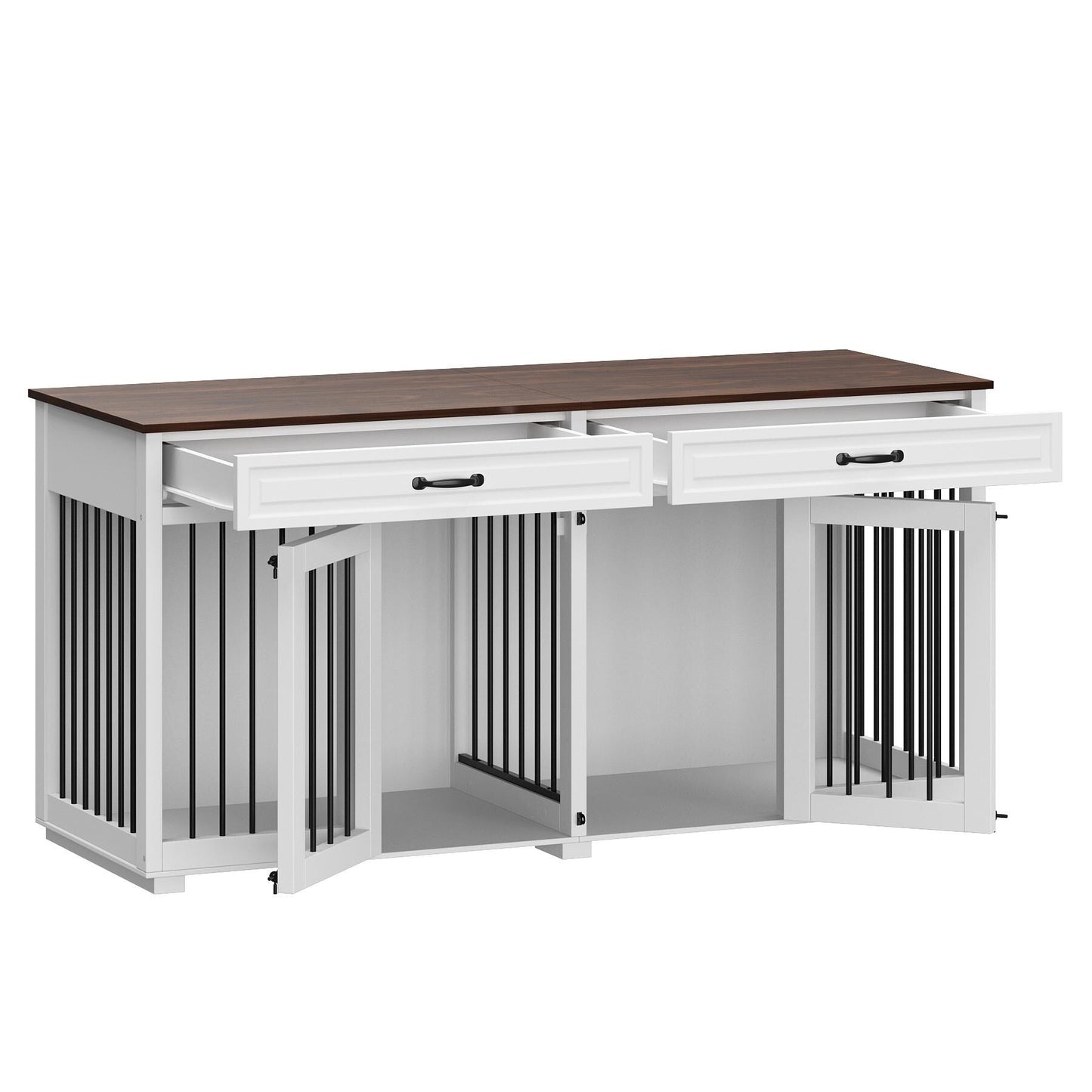 Trasportino per cani in stile mobile, cuccia per cani di grandi dimensioni in legno da 64,5 pollici