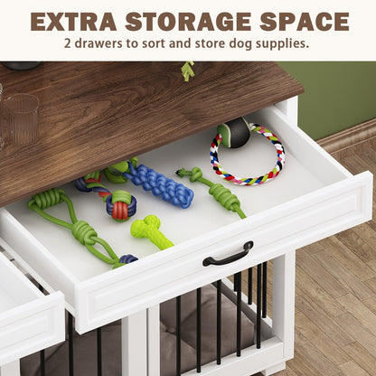 Trasportino per cani in stile mobile, cuccia per cani di grandi dimensioni in legno da 64,5 pollici