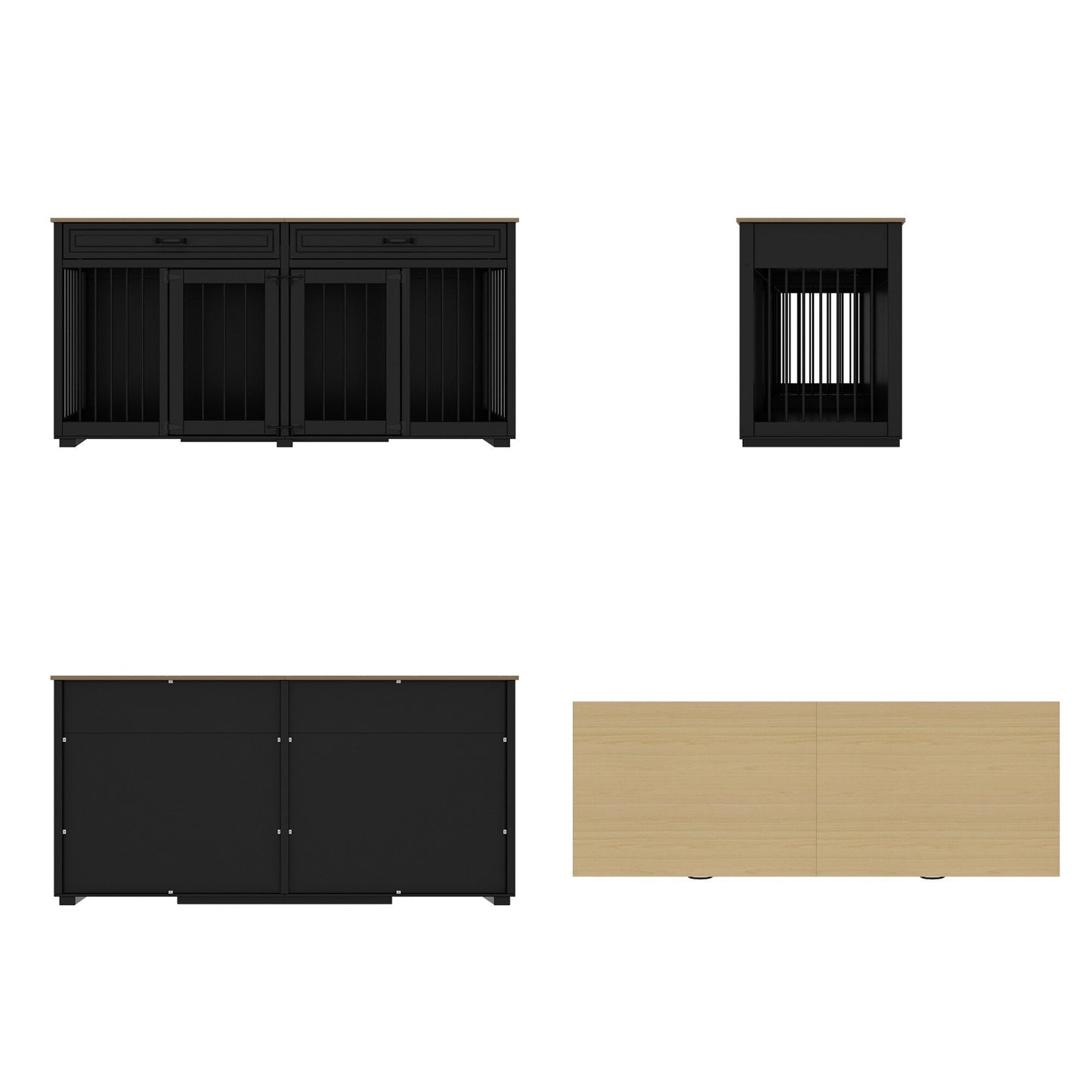 Trasportino per cani in stile mobile, cuccia per cani di grandi dimensioni in legno da 64,5 pollici