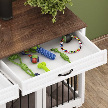 Trasportino per cani in stile mobile, cuccia per cani di grandi dimensioni in legno da 64,5 pollici