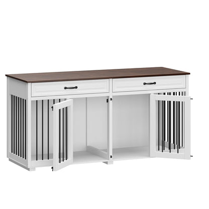 Trasportino per cani in stile mobile, cuccia per cani di grandi dimensioni in legno da 64,5 pollici