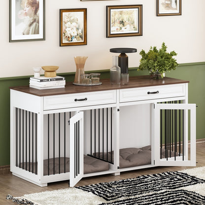 Trasportino per cani in stile mobile, cuccia per cani di grandi dimensioni in legno da 64,5 pollici