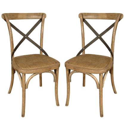 Sedia laterale in metallo con schienale incrociato stile bistrot francese