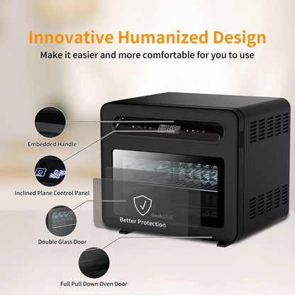 Forno combinato per toast con friggitrice ad aria e vapore Geek Chef da 26 QT, 50 preimpostazioni di cottura, acciaio inossidabile nero