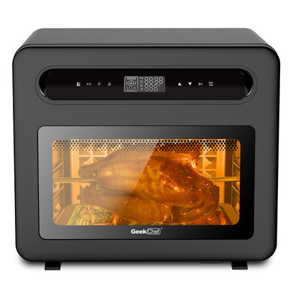 Forno combinato per toast con friggitrice ad aria e vapore Geek Chef da 26 QT, 50 preimpostazioni di cottura, acciaio inossidabile nero
