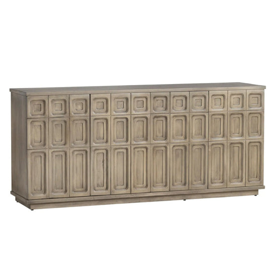 Credenza in legno vintage con motivo geometrico