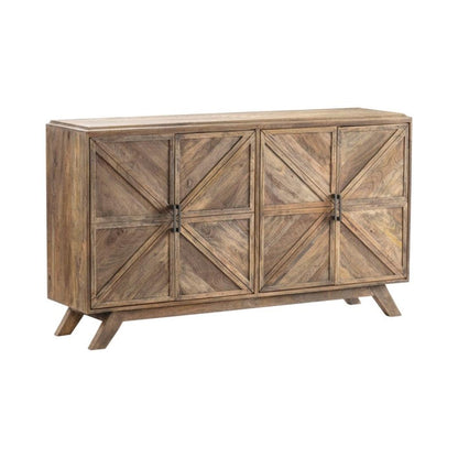 Credenza rustica in legno con design geometrico