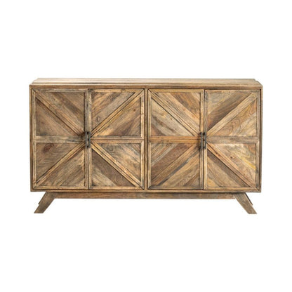 Credenza rustica in legno con design geometrico