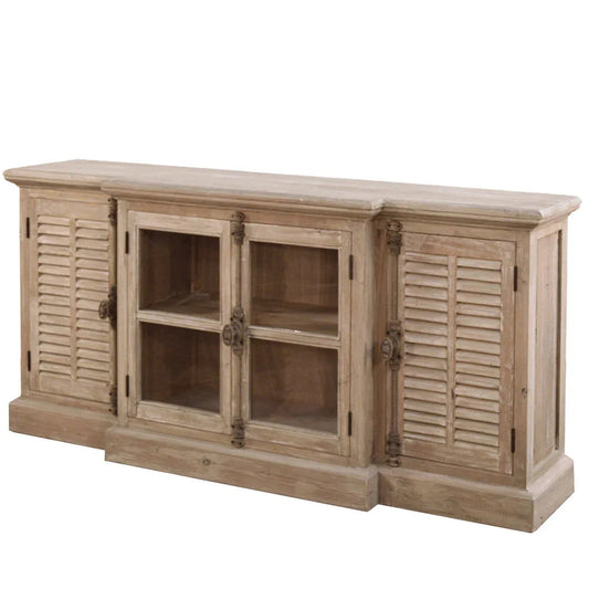 Credenza rustica con persiana frontale in vetro