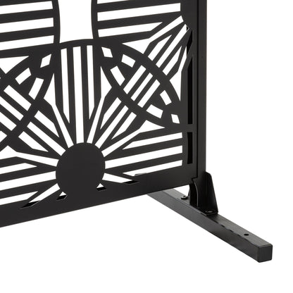 Glitzhome, recinzione divisoria per la privacy a 3 pannelli con motivo floreale zincato da 6 piedi