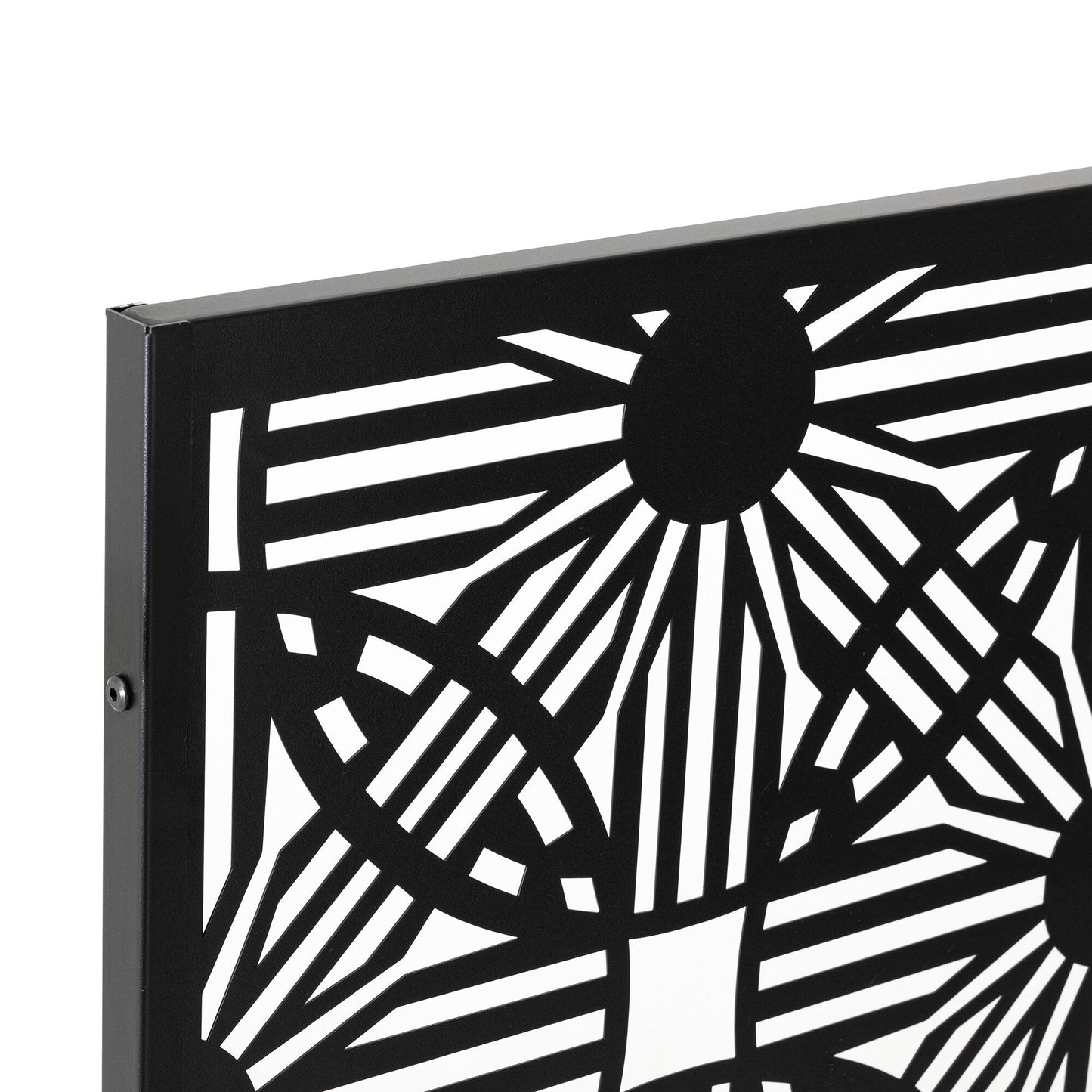 Glitzhome, recinzione divisoria per la privacy a 3 pannelli con motivo floreale zincato da 6 piedi