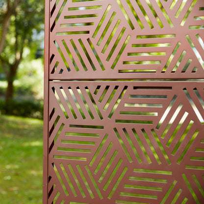 Glitzhome, recinzione divisoria per la privacy a 3 pannelli con motivo floreale zincato da 6 piedi