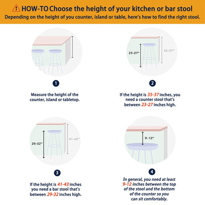 Glitzhome Set di 2 o 4 sgabelli da bar girevoli in legno moderni, altezza bancone e bar