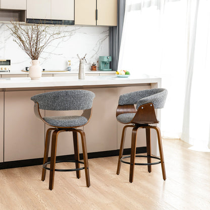 Glitzhome Set di 2 o 4 sgabelli da bar girevoli in legno moderni, altezza bancone e bar