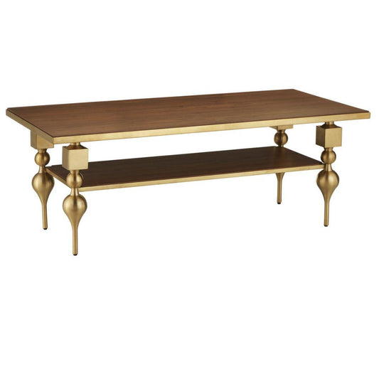 Tavolo da cocktail con piano in noce dorato