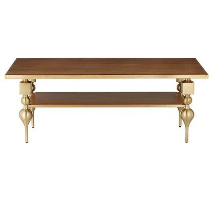 Tavolo da cocktail con piano in noce dorato