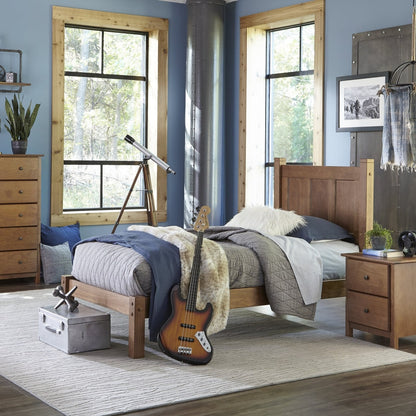 Letto a piattaforma con pannello in legno massello Shaker Grain Wood Furniture