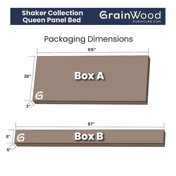 Letto a piattaforma con pannello in legno massello Shaker Grain Wood Furniture