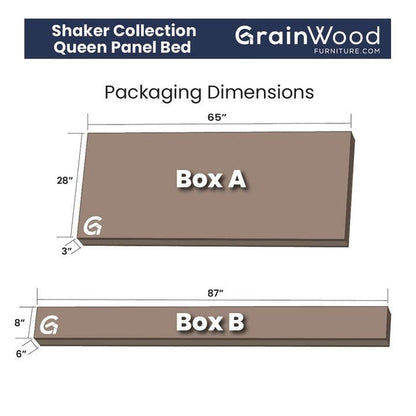 Letto a piattaforma con pannello in legno massello Shaker Grain Wood Furniture