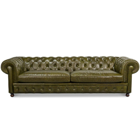 Divano Chesterfield in pelle verde di lusso