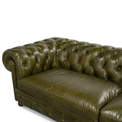 Divano Chesterfield in pelle verde di lusso