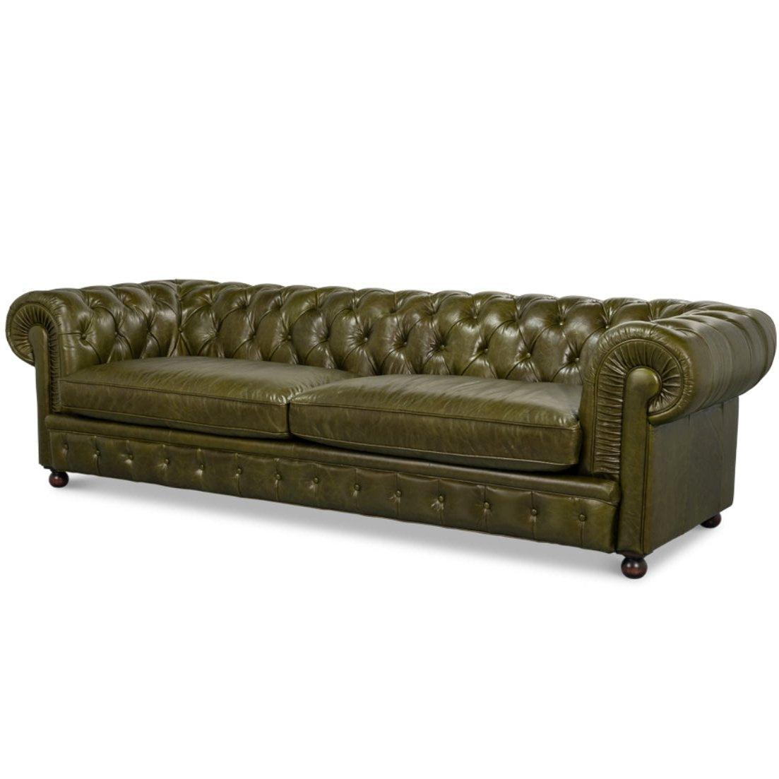 Divano Chesterfield in pelle verde di lusso