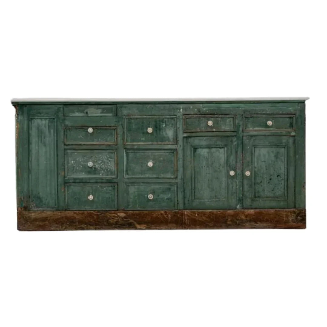 Credenza con piano in marmo verde francese, circa 1850