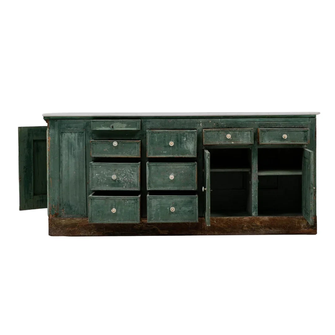 Credenza con piano in marmo verde francese, circa 1850